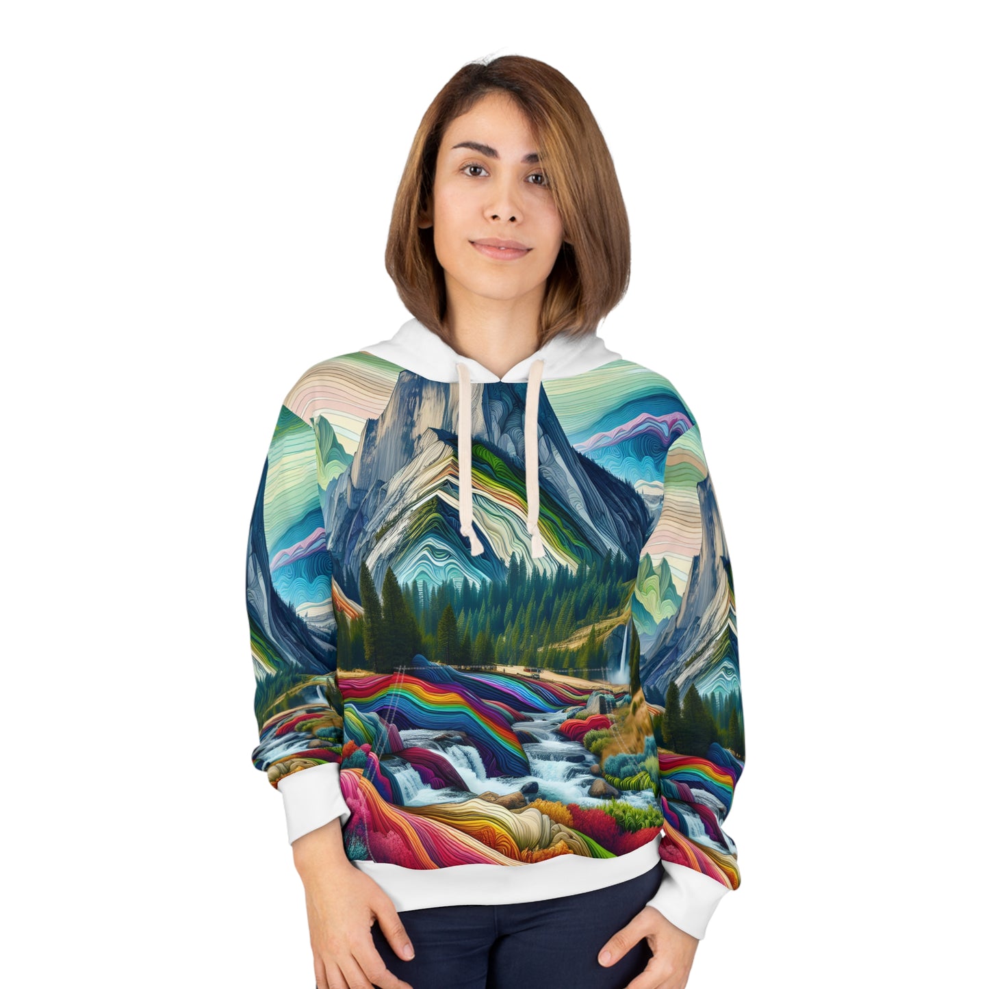 John Muir Trail All Over Print Hoodie Colorful Outdoor Art Travel Apparel Casual