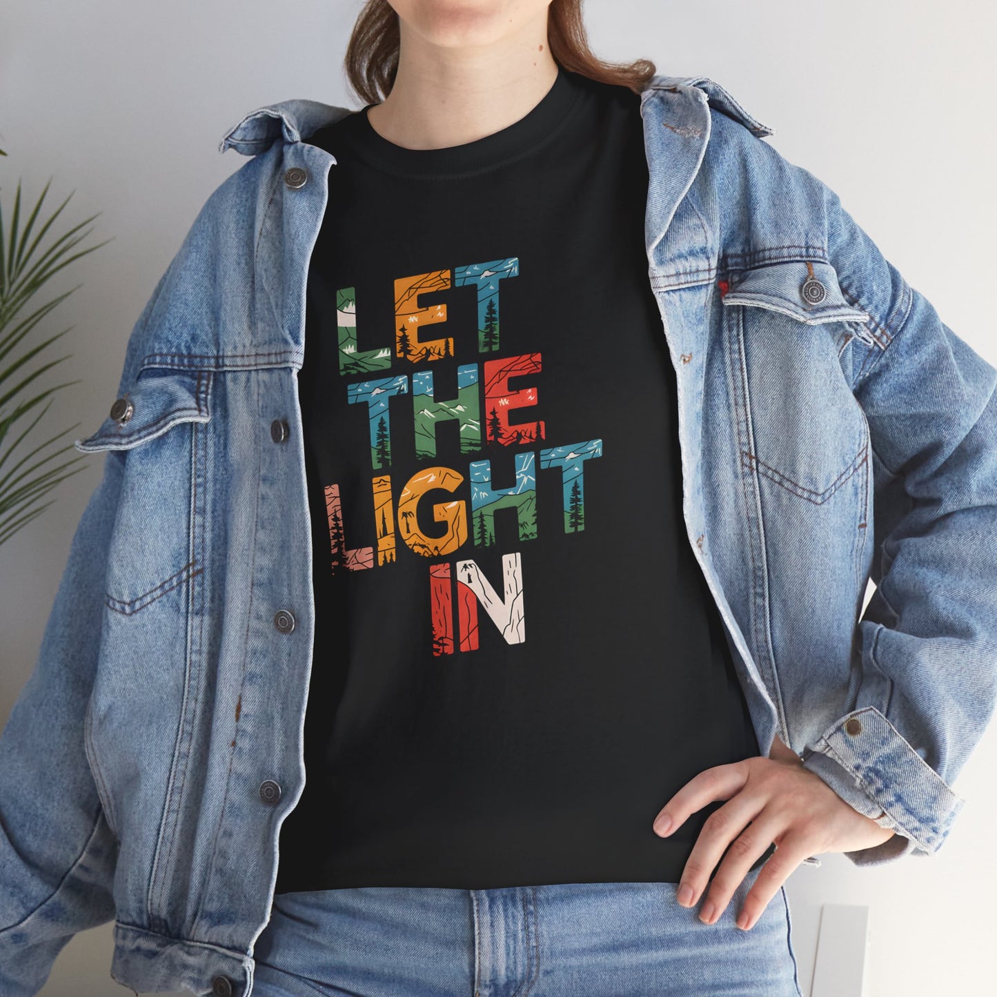 Let the Light In Mountain Nature Graphic Tee Shirt Unisex Short Sleeve Casual