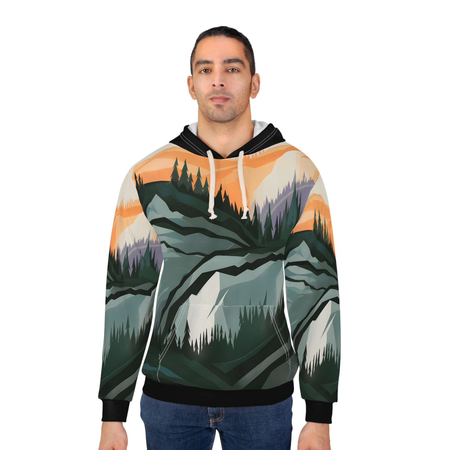 Muted Mountain Hoodie All-Over Print Outdoor Apparel Travel Adventure Fashion