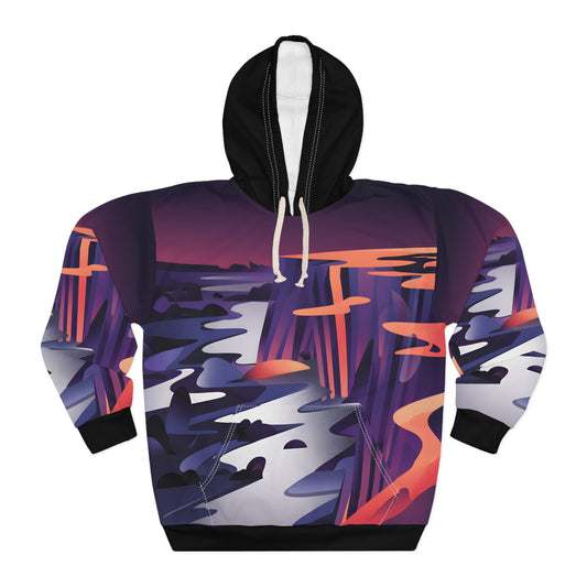 Nocturnal Cliffs All Over Print Hoodie Outdoor Adventure Apparel Casual Wear
