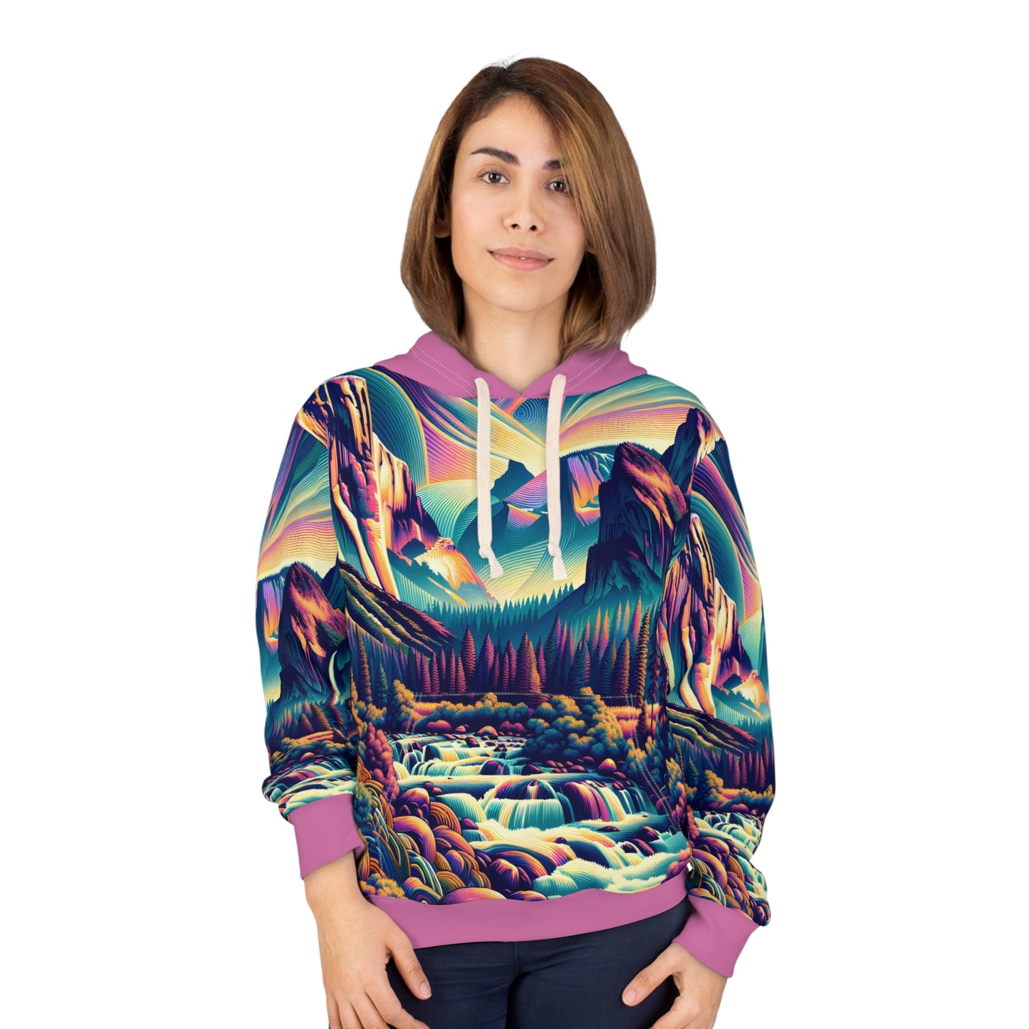 John Muir Trail Hoodie Vibrant All Over Print Outdoor Apparel for Travelers