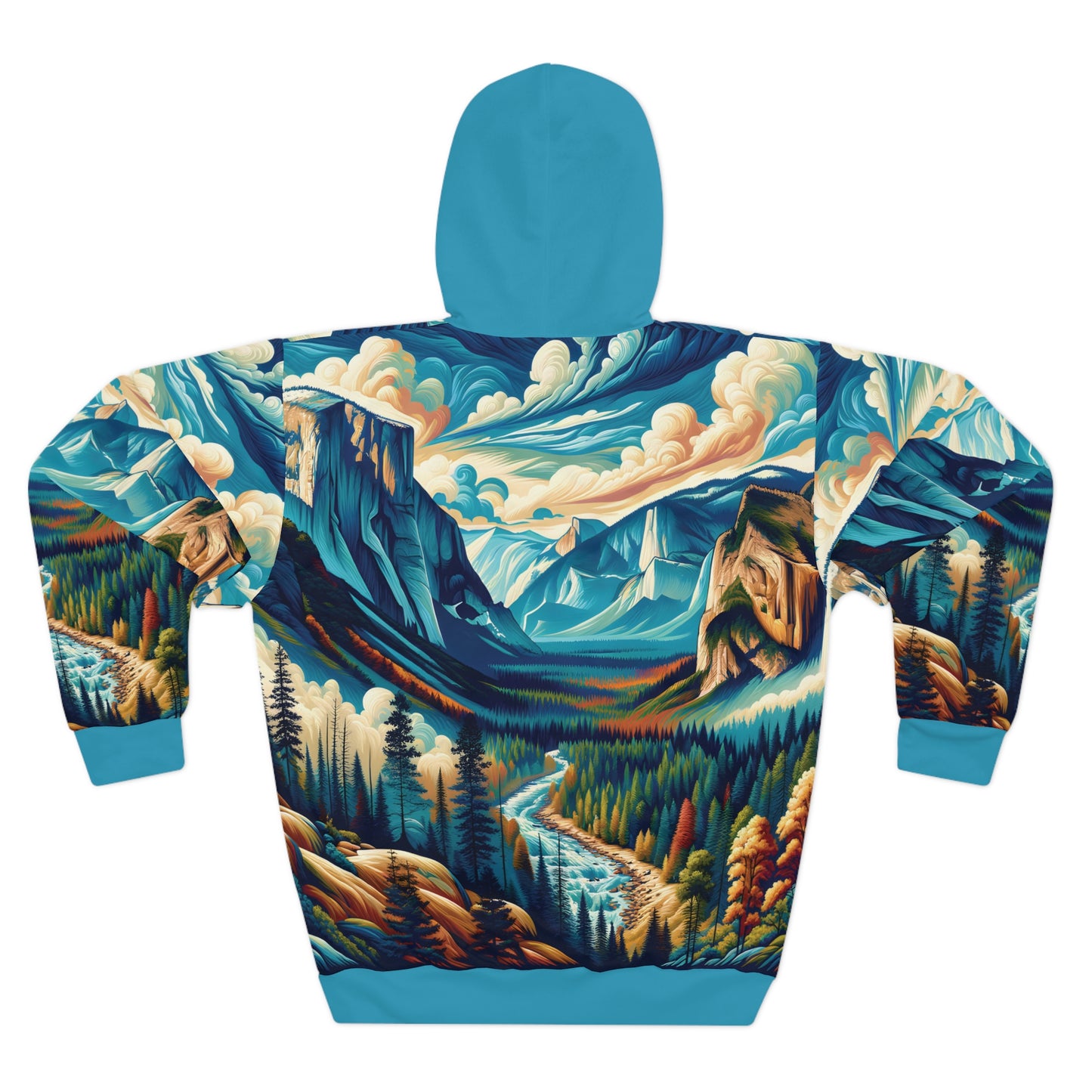 Smoky Mountains Hoodie All Over Print Pullover River Forest Scenic Nature Art