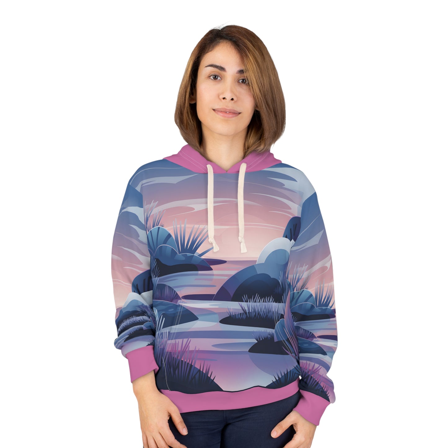 Twilight Frost All-Over Print Hoodie for Outdoor Adventures and Travel
