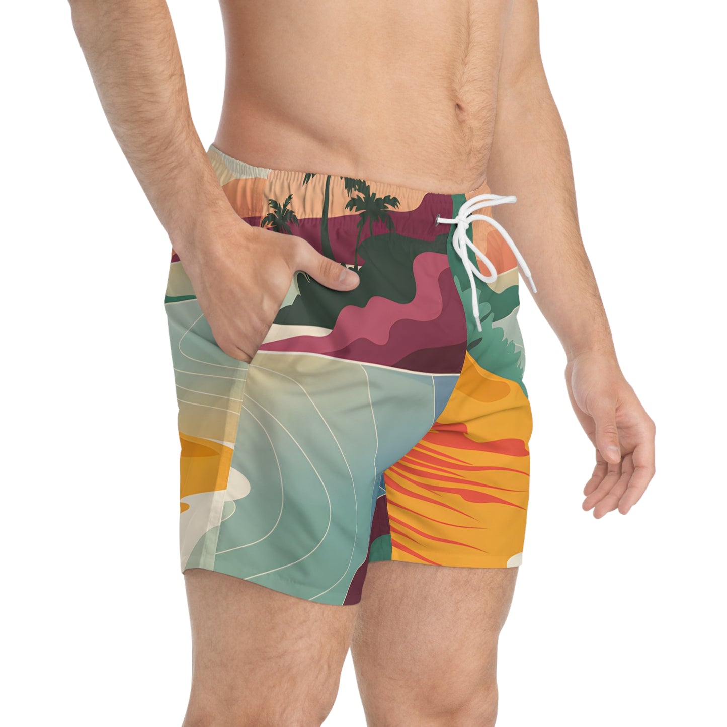 Mens Island Fade Swim Trunks Summer Beach Wear Swimsuit Shorts