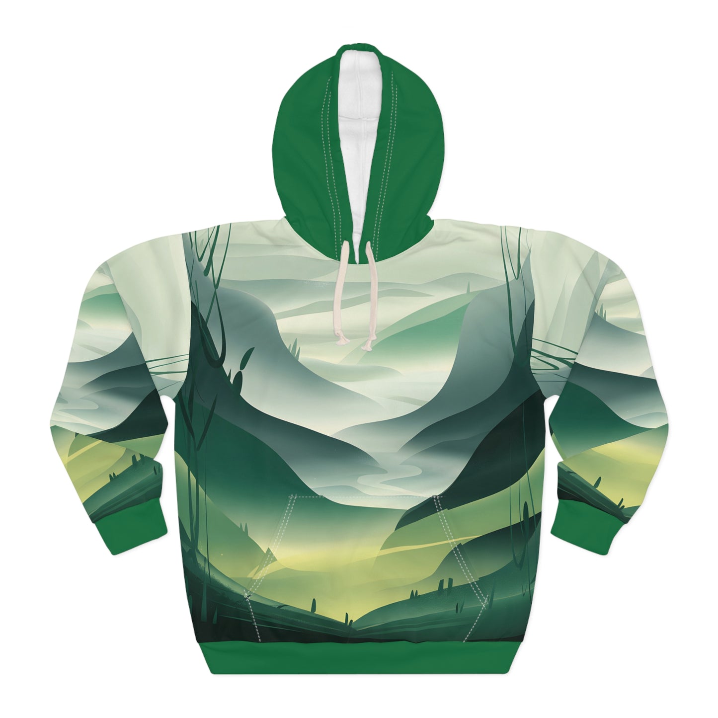 Misty Echoes Hoodie All Over Print Nature Landscape Pullover Forest Hiking