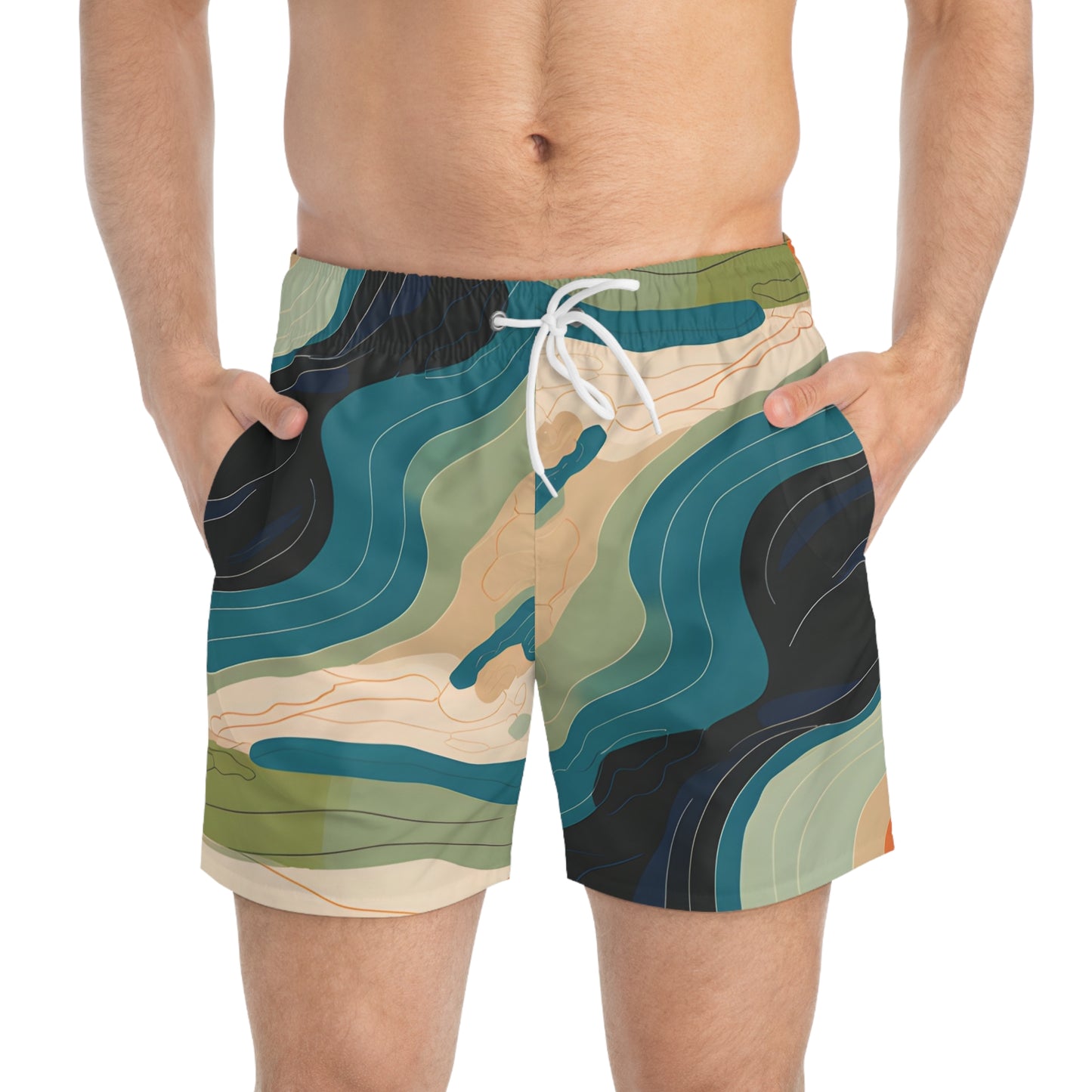 Men's Tide Pool Swim Trunks Stylish Beachwear Outdoor Fun Surf Quick Dry