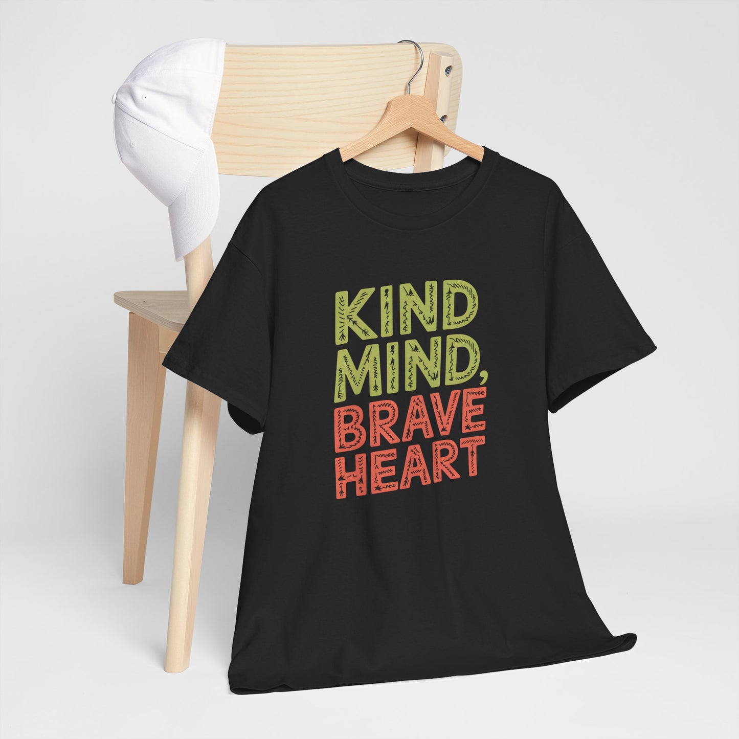 Kind Mind Brave Heart Inspirational T-Shirt for Positive Vibes