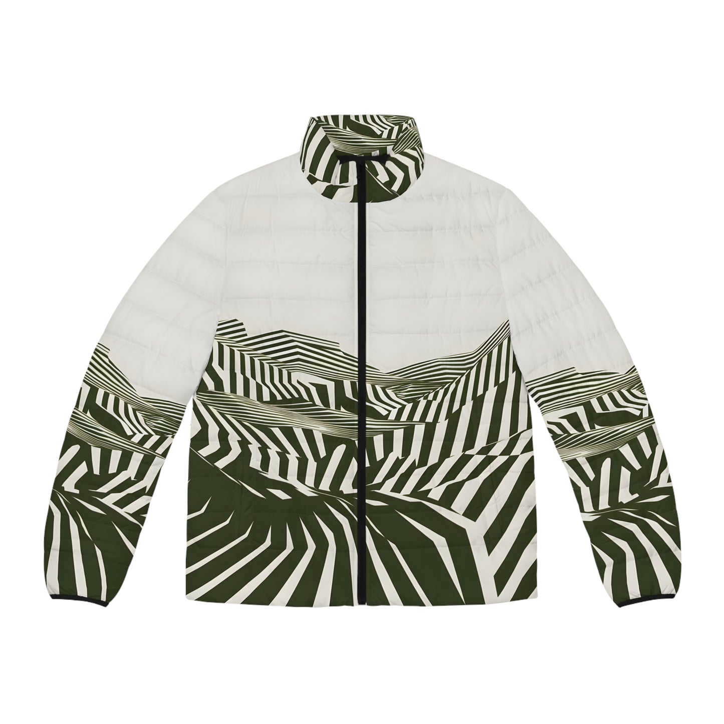 Drift Puffer Jacket All Over Print Minimal Leaf Design Stylish Outdoor Winter