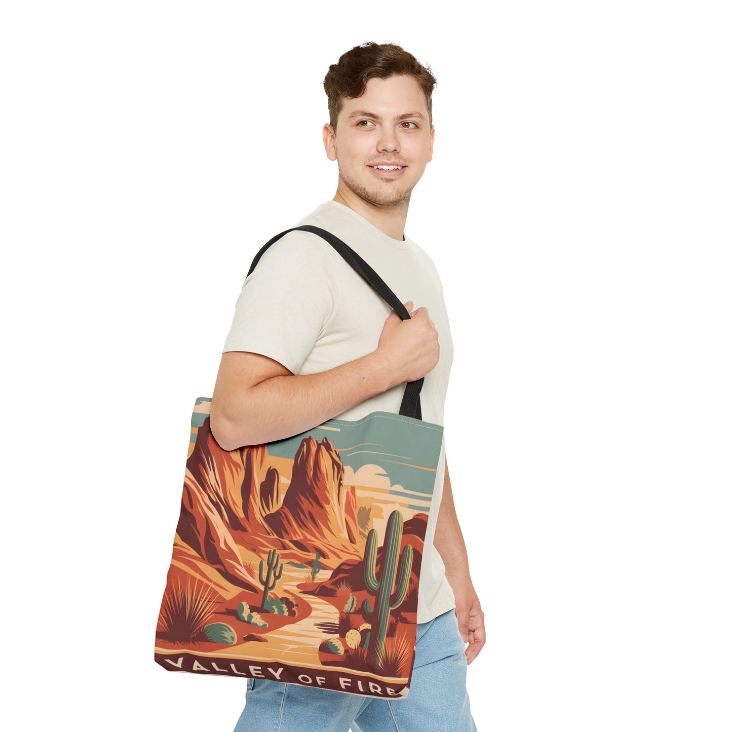 Valley of Fire All Over Print Tote Bag Desert Landscape Cactus Eco-Friendly