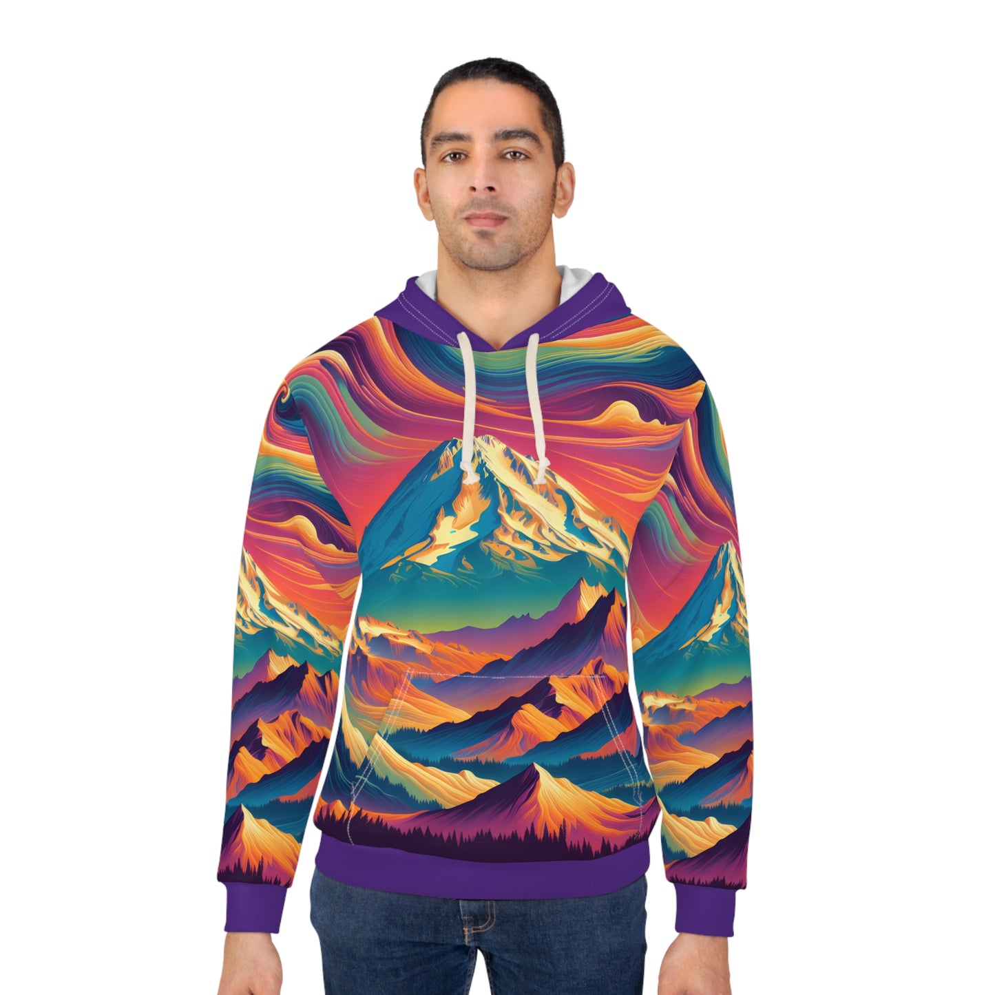 Mount Shasta All Over Print Pullover Hoodie Travel Graphic Outdoor Apparel
