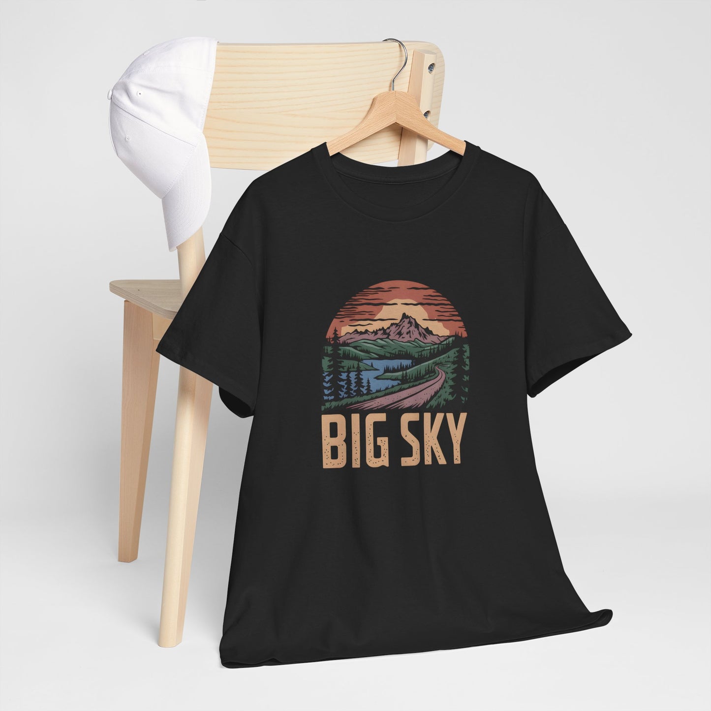 Big Sky T-Shirt Unisex Graphic Tee Retro Montana Nature Mountain Sunset Shirt