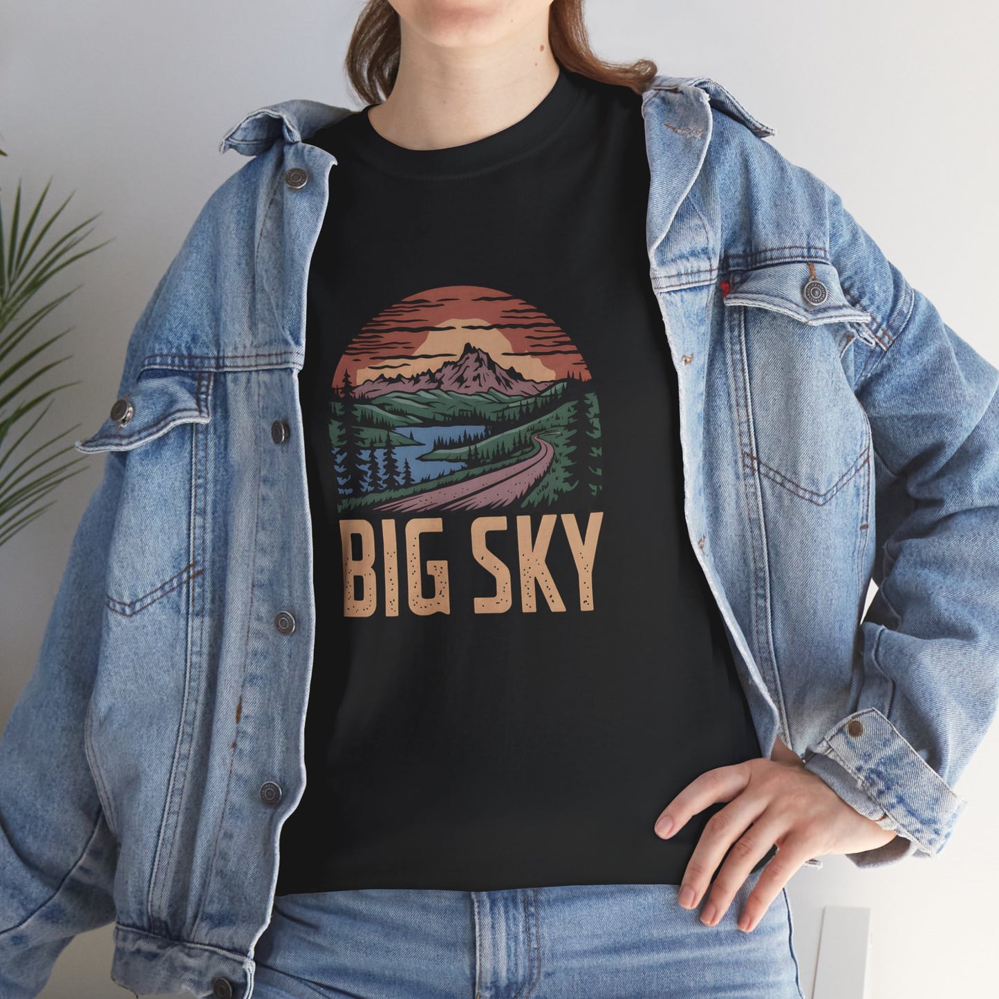 Big Sky T-Shirt Unisex Graphic Tee Retro Montana Nature Mountain Sunset Shirt