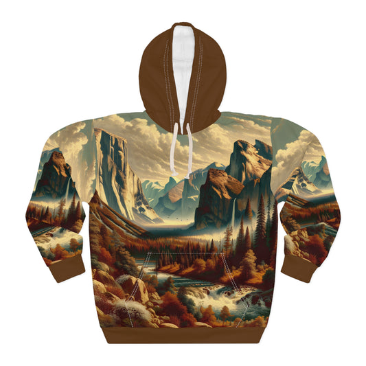 Yosemite Hoodie All Over Print Pullover Mountain Nature Forest Landscape Scene
