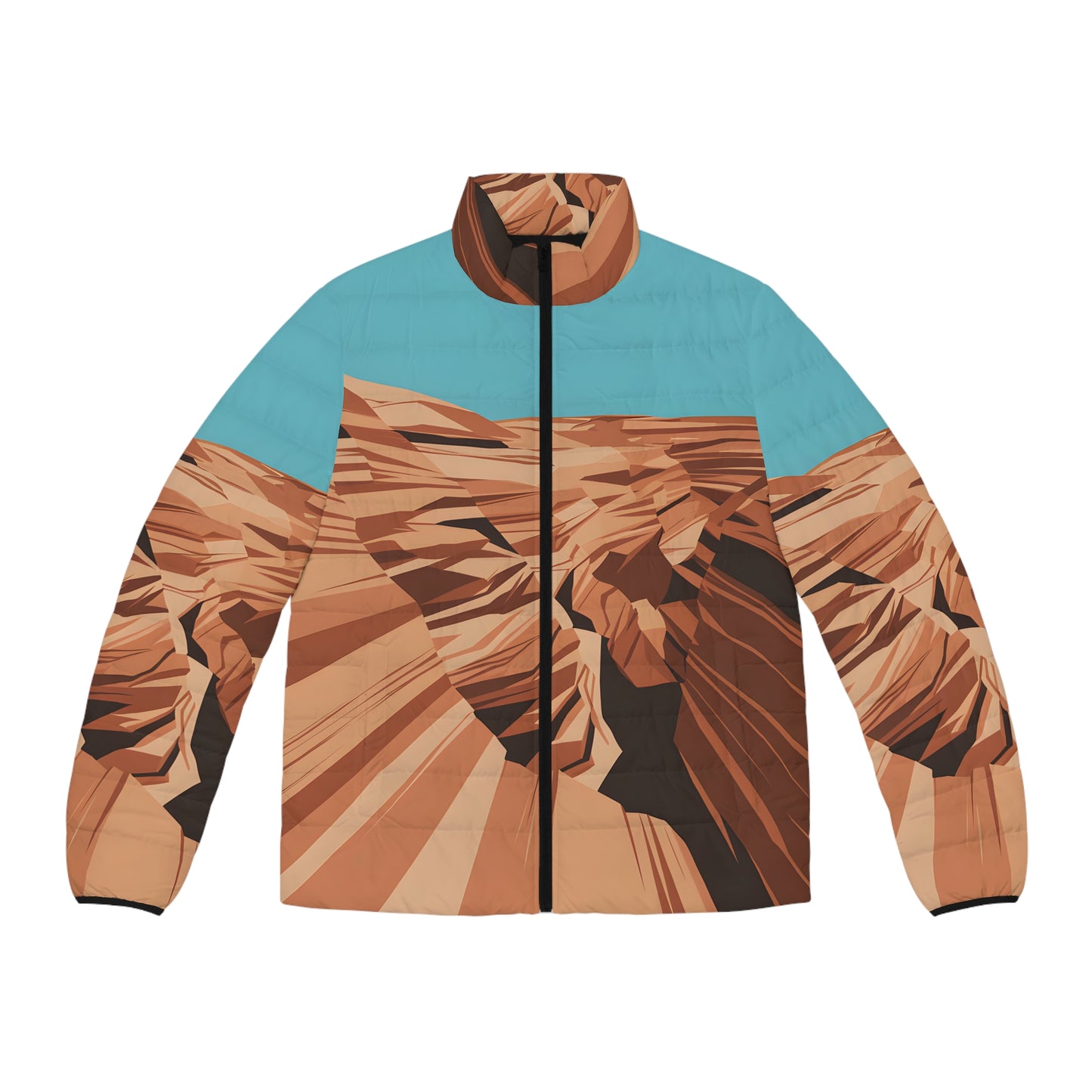 Flatline Canyon Puffer Jacket Artful Graphic Design Outdoor Apparel Warm Winter