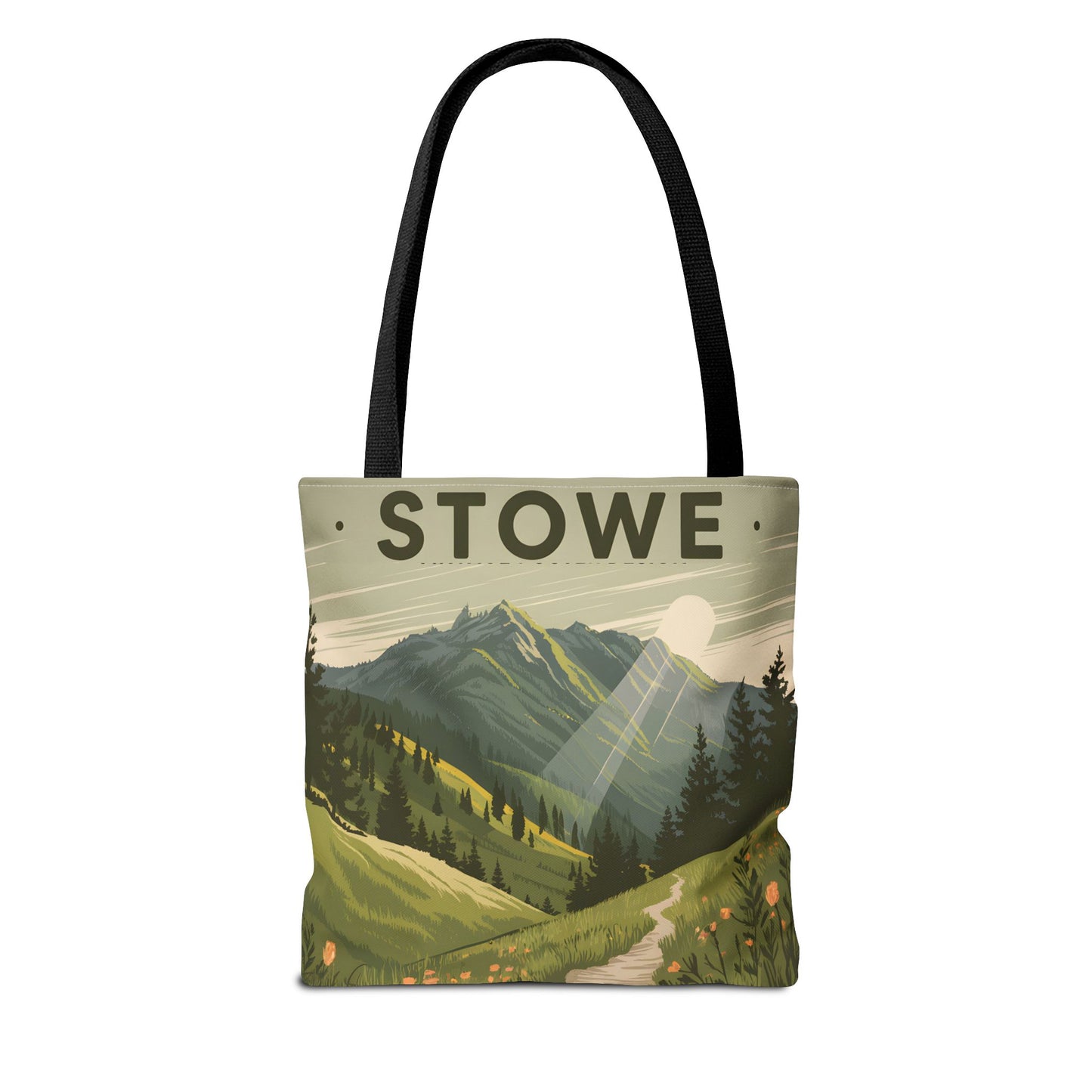 Stowe Vintage Mountain Tote Bag Eco Friendly All Over Print Shopping Apparel