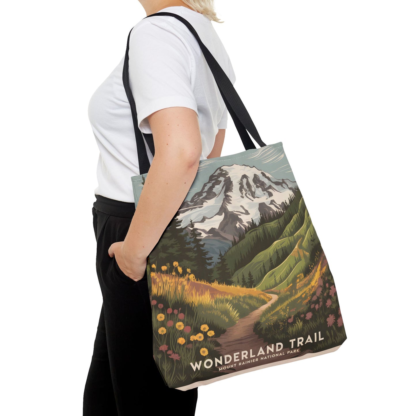Wonderland Trail Mount Rainier Tote Bag All Over Print Outdoor Adventure Gift
