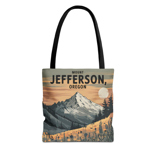 Mount Jefferson Oregon All Over Print Tote Bag Nature Floral Design Apparel