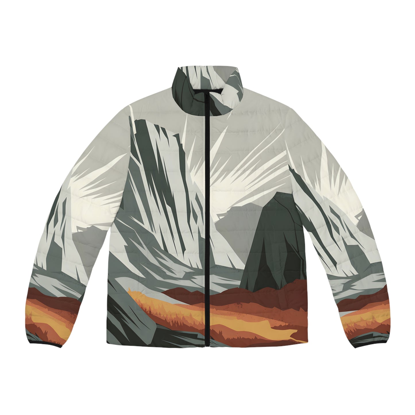 Granite Light Full Zip Puffer Jacket Outdoor Art Inspired Warm Stylish Coat