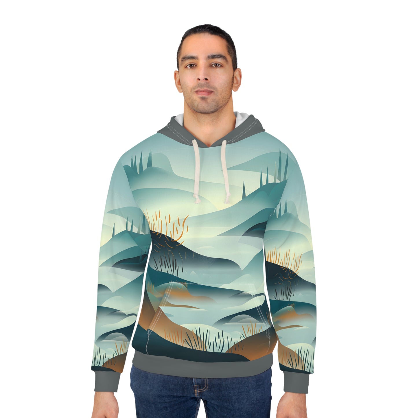 Twilight Mist All Over Print Pullover Hoodie Outdoor Adventure Apparel Unisex