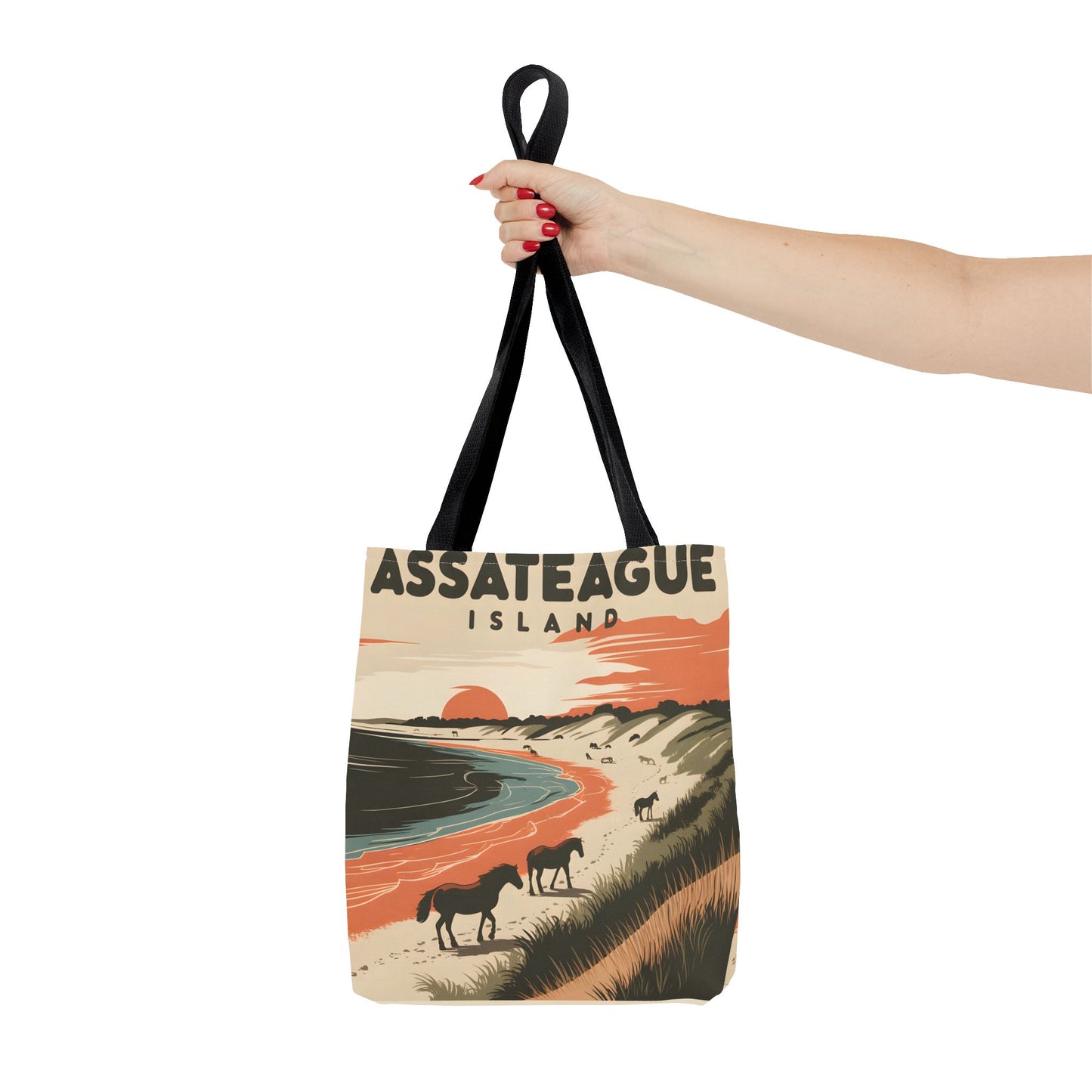 Assateague Island All Over Print Tote Bag Beach Horses Sunset Design Art Apparel
