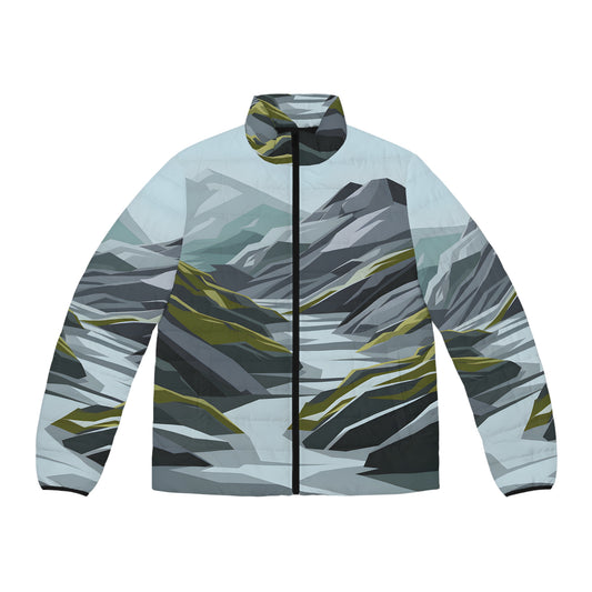 Stylish Puffer Jacket for Outdoor Adventures Slate Tundra Graphic Art Winter
