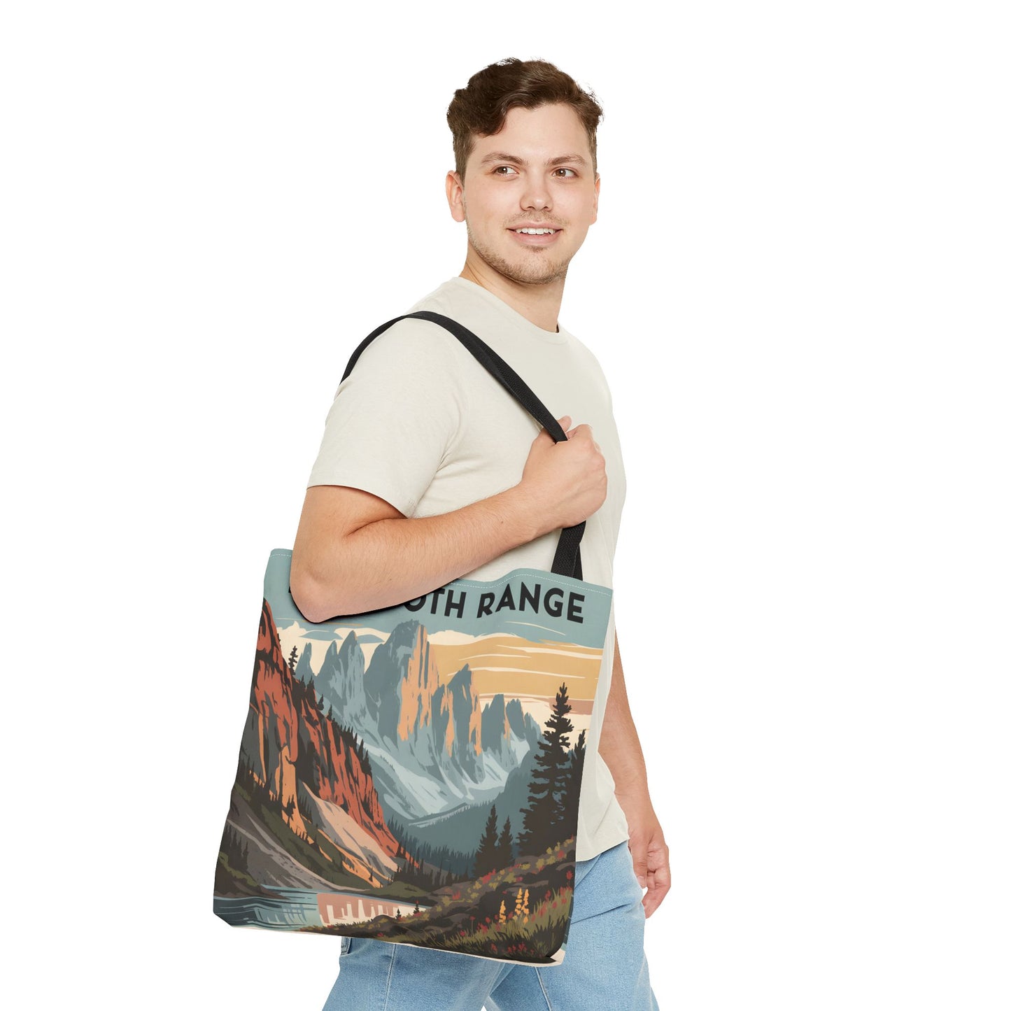 Sawtooth Range Mountains All Over Print Tote Bag Outdoor Adventure Eco-Friendly