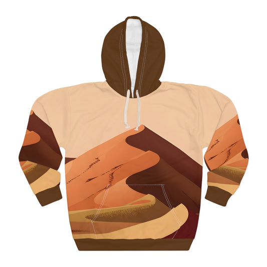 Radiant Dunes All-Over Print Pullover Hoodie Outdoor Adventure Travel Apparel