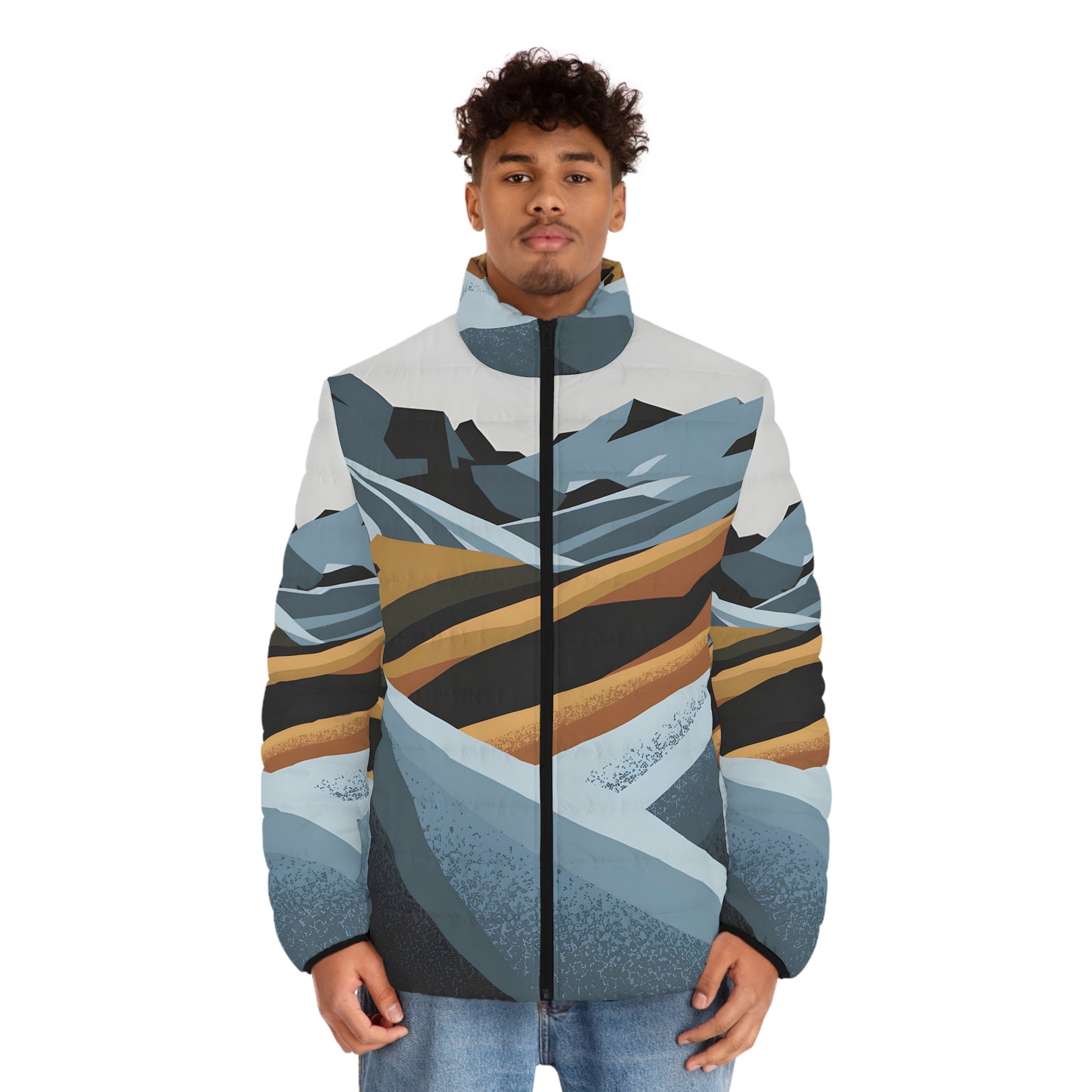 Slate Tundra Puffer Jacket for Outdoor Adventures Graphic Design Warm Winter