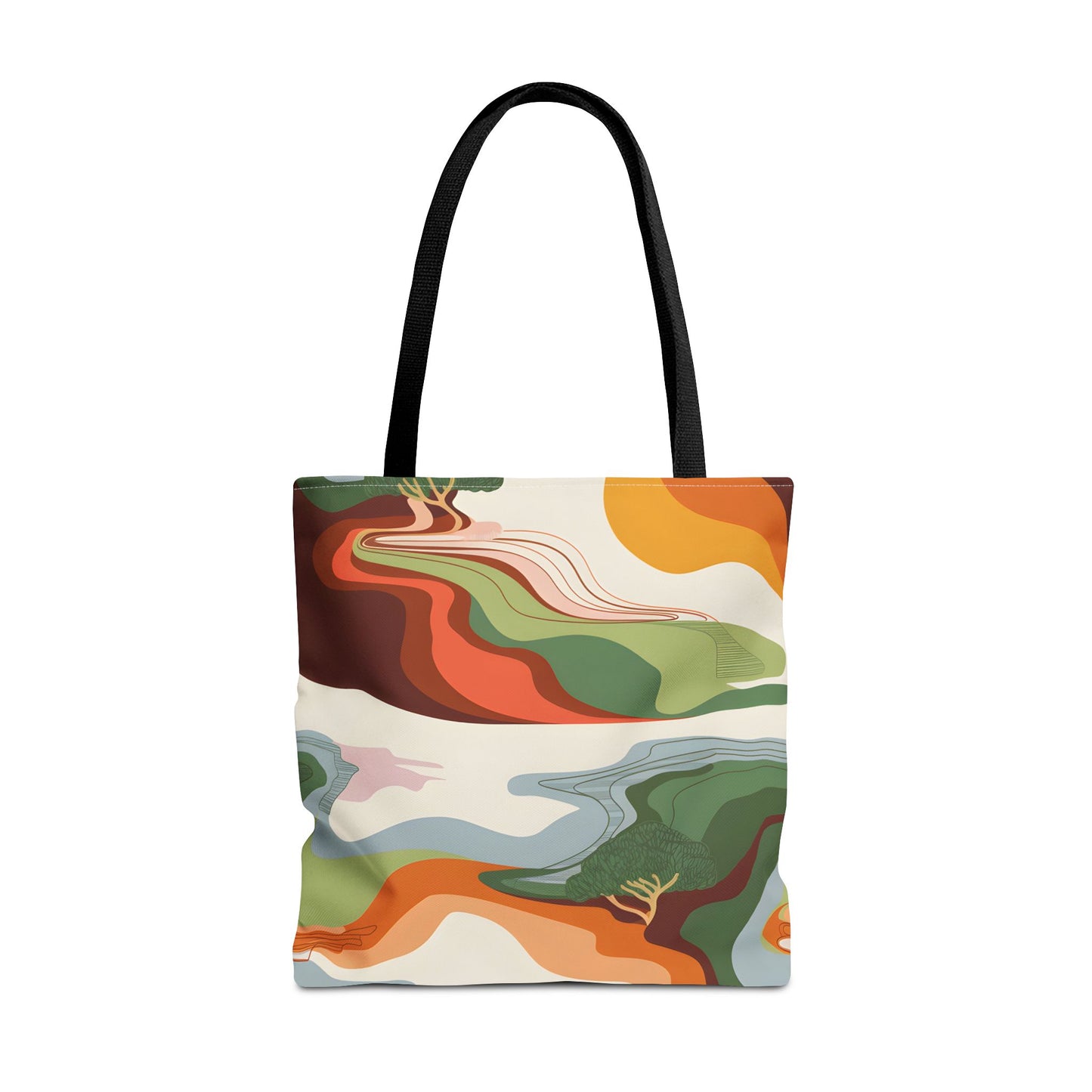 Abstract Wave Tote Bag Modern Eco Shoulder Bag Reusable Stylish Art Print Purse