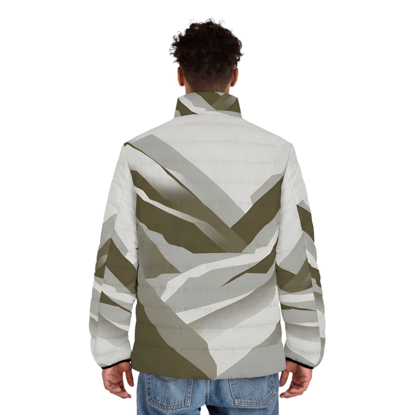 Muted Divide Puffer Jacket Outdoor Winter Wear Stylish All-Over Print