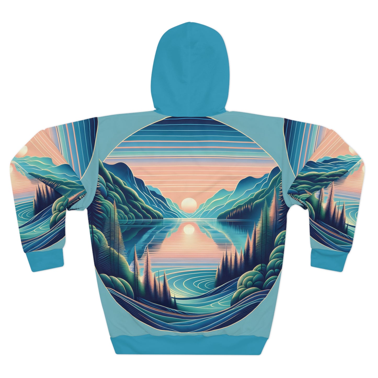 Flathead Lake Hoodie All Over Print Montana Nature Pullover Scenic Sunset
