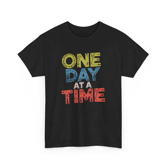One Day at a Time T-Shirt Motivational Graphic Tee Inspirational Short Sleeve