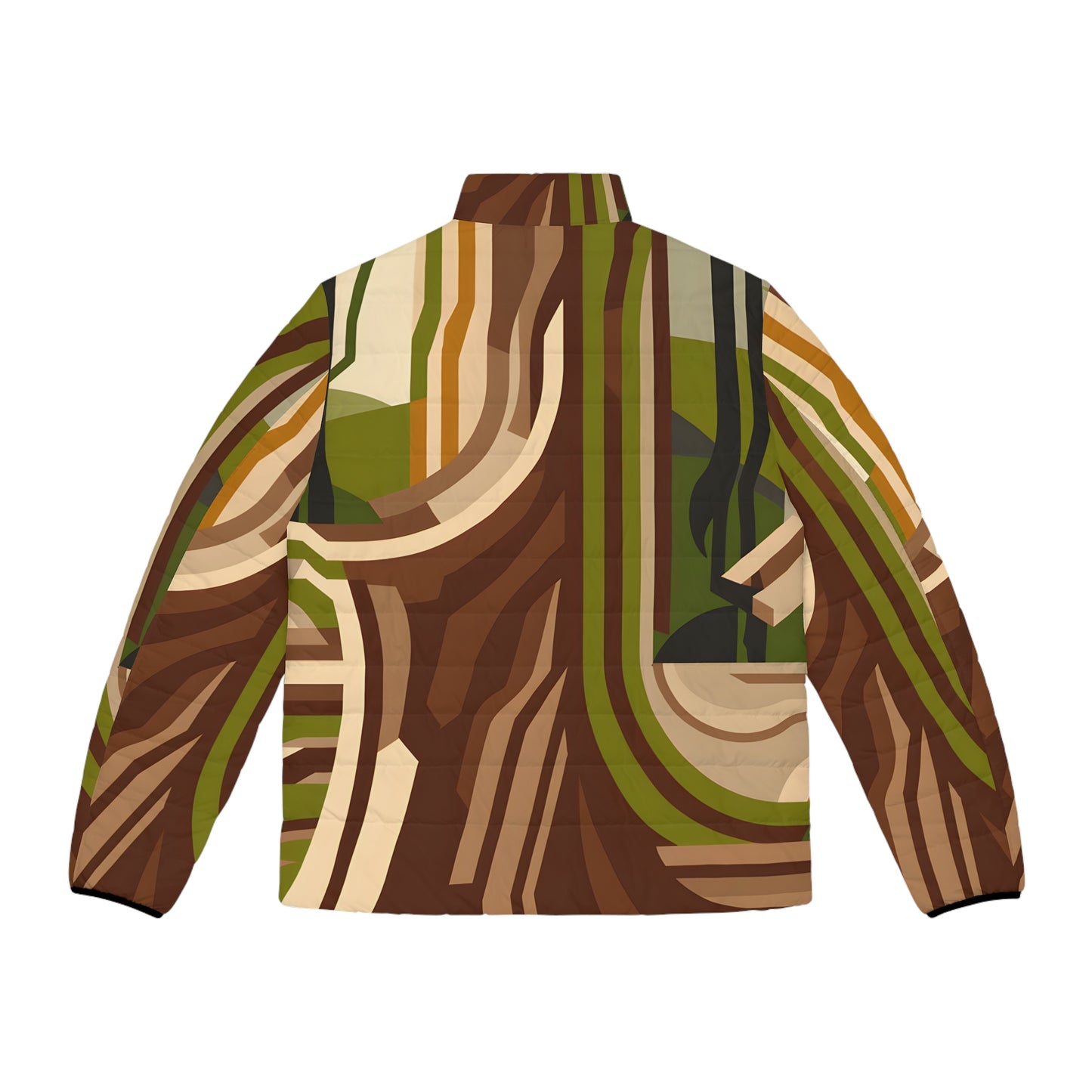 Abstract Timber Puffer Jacket Outdoor Apparel Trendy Winter Outerwear Warm