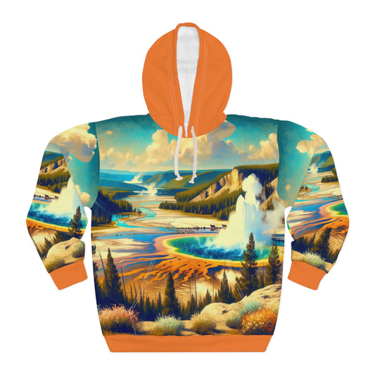 Yellowstone National Park Hoodie All-Over Print Geyser & Hot Springs Pullover