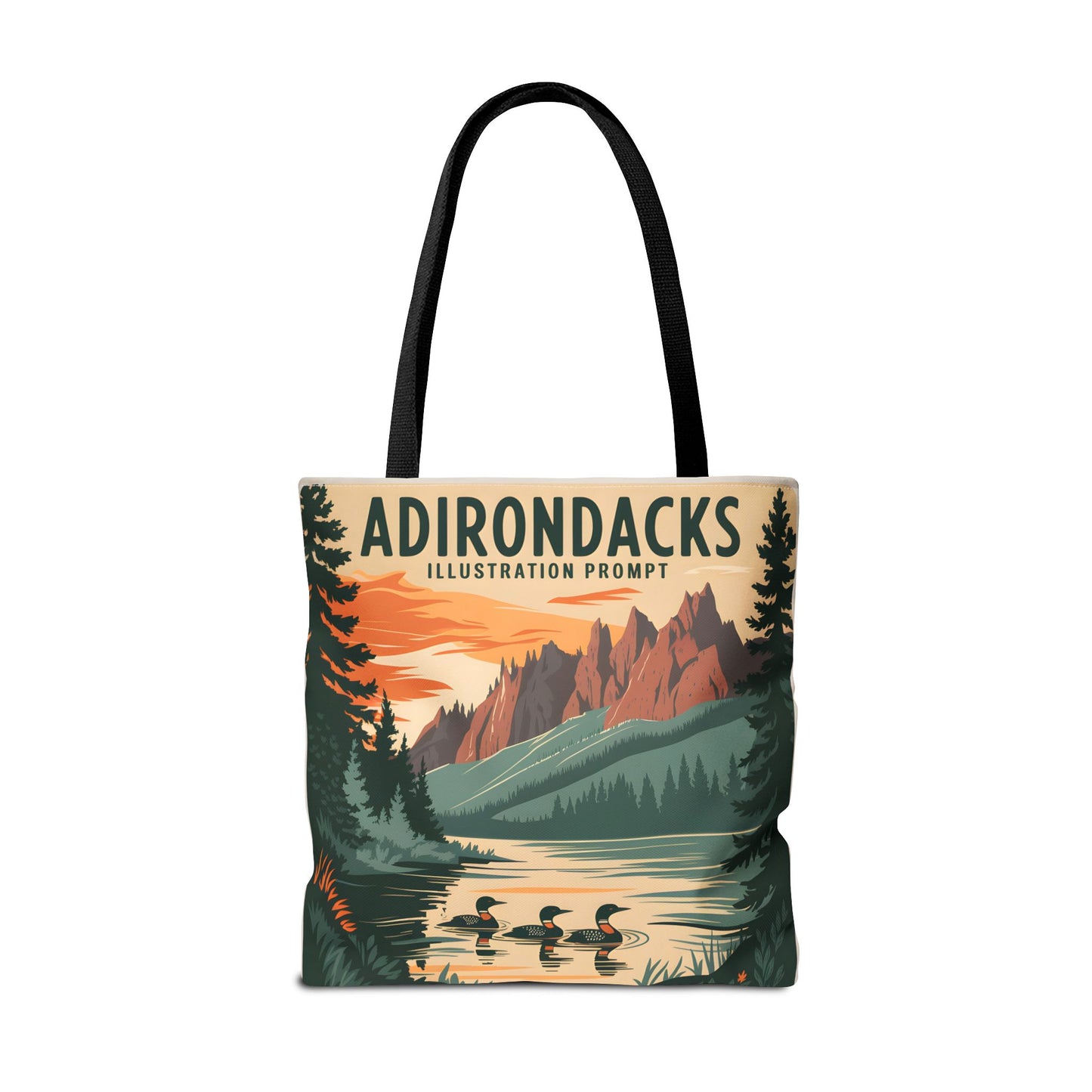 Adirondack Tote Bag Scenic Print Nature Lovers Lakeside Wildlife Design Apparel