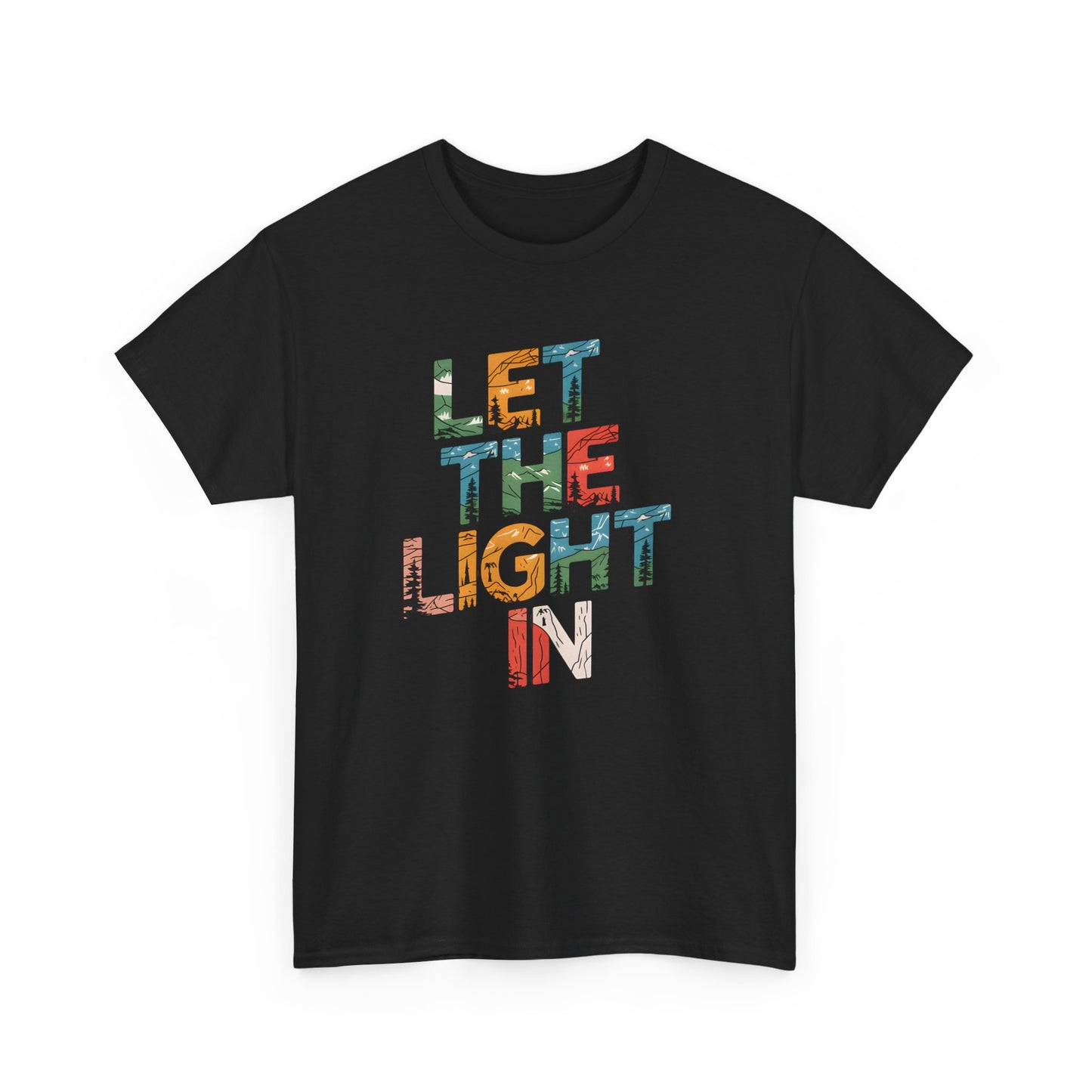Let the Light In Mountain Nature Graphic Tee Shirt Unisex Short Sleeve Casual