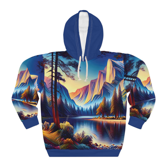 Smoky Mountains Hoodie All Over Print Pullover Sunset Lake Nature Scenic Art