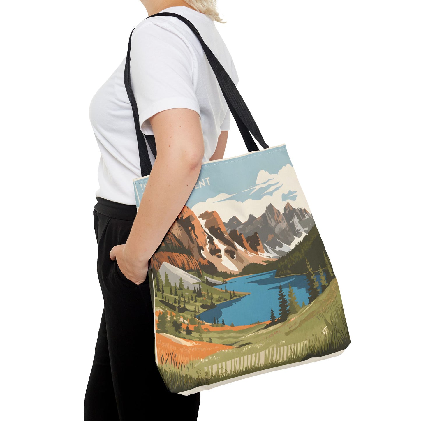 Enchantments All Over Print Tote Bag Mountain Lake Design Eco Friendly Gift