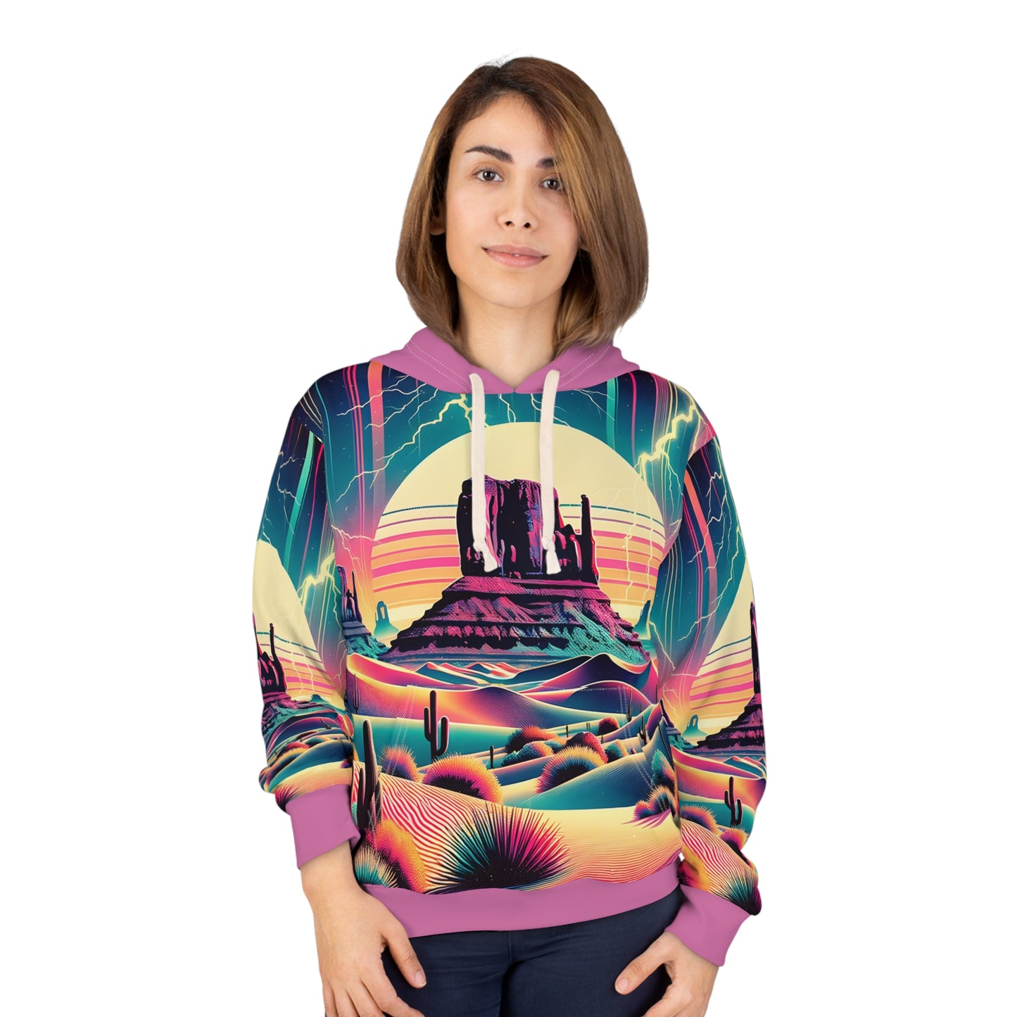 Psychedelic Southwest Desert Hoodie with Abstract Landscape Patterns