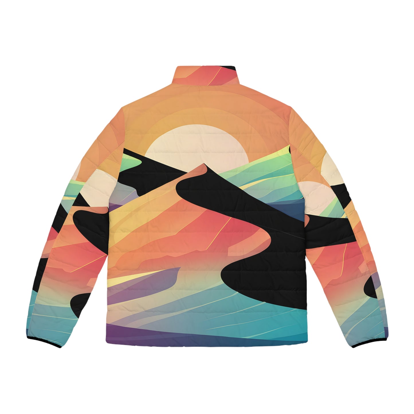 Gradient Dunes Puffer Jacket Men’s Colorful Zip Coat Warm Outdoor Adventure Wear