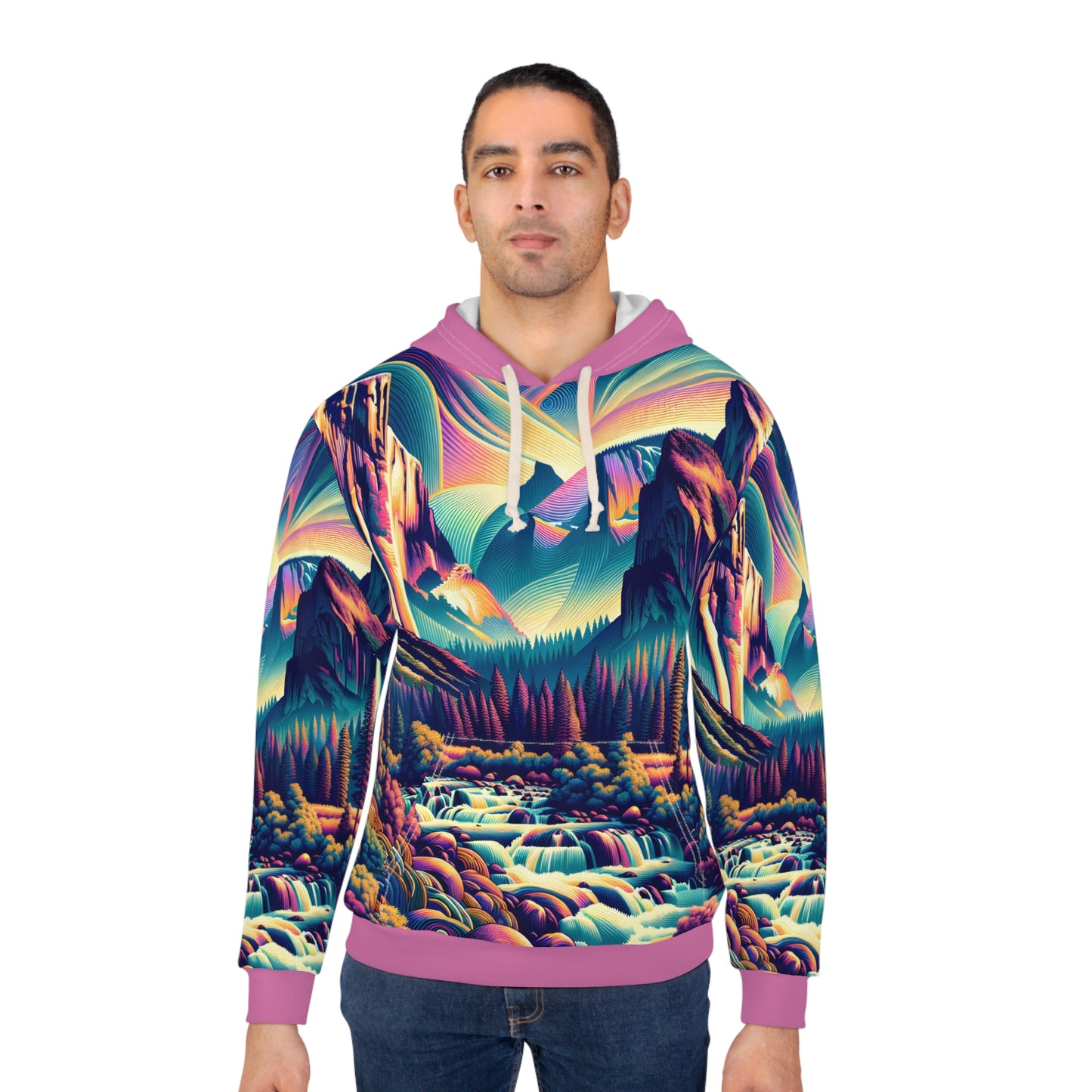 John Muir Trail Hoodie Vibrant All Over Print Outdoor Apparel for Travelers