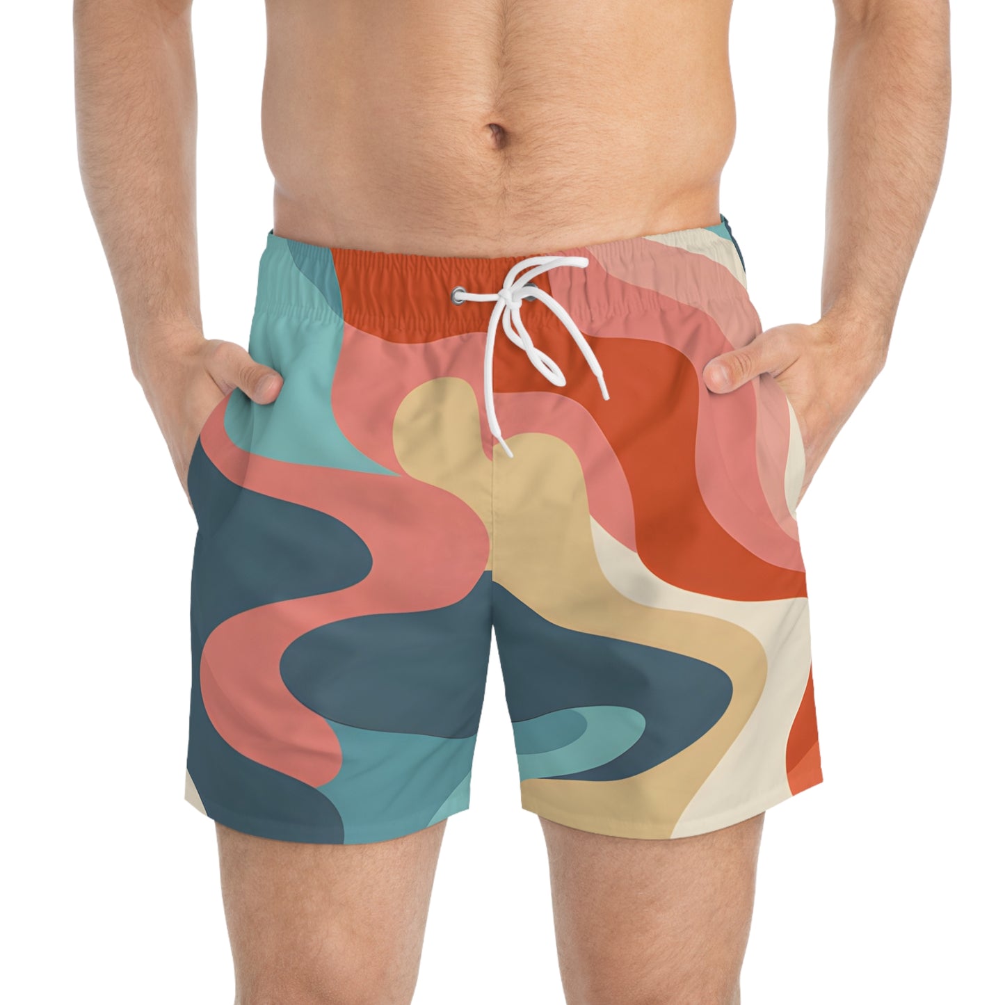 Coral Break Men's Swim Trunks Stylish Beach Wear Summer Fun Quick Dry Surf