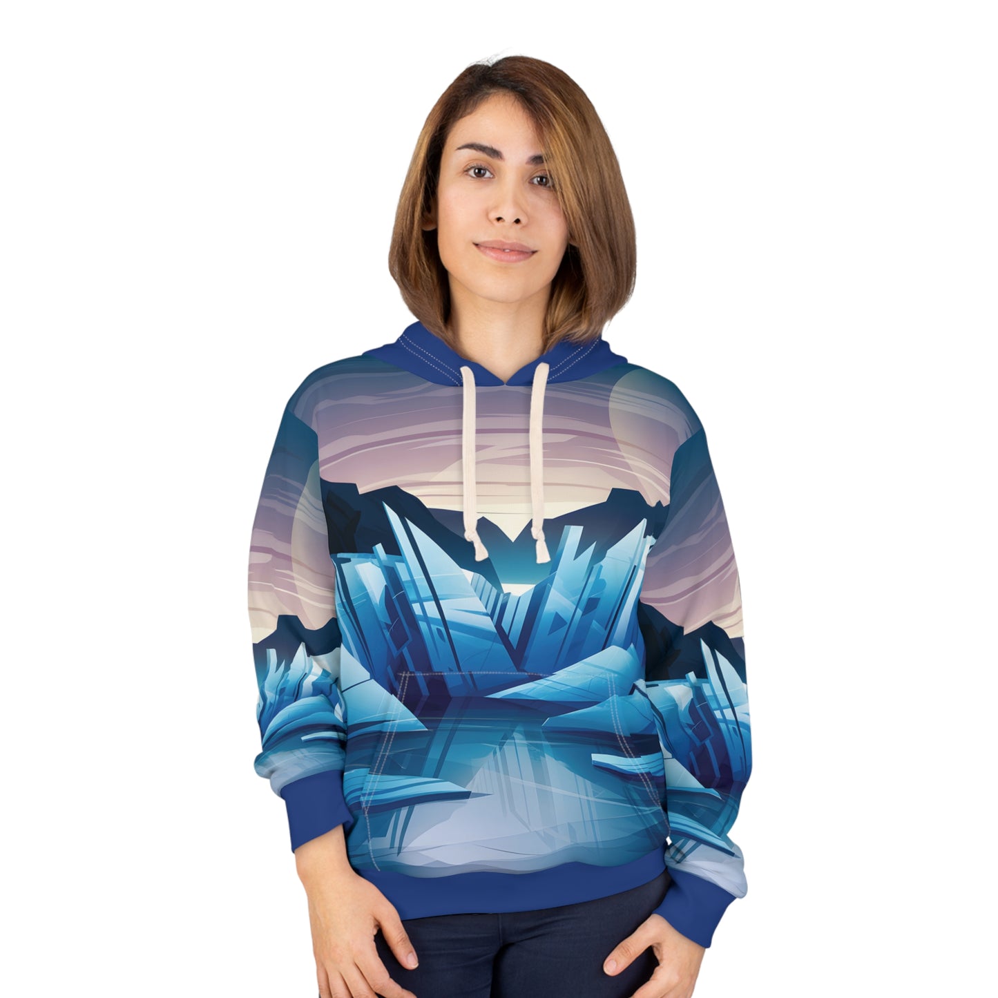 Glacial Twilight Hoodie All Over Print Ice Landscape Pullover Adventure Travel