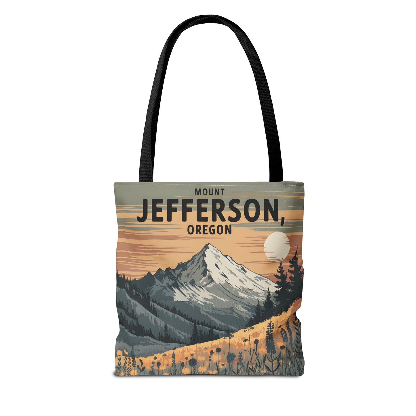 Mount Jefferson Oregon All Over Print Tote Bag Nature Floral Design Apparel
