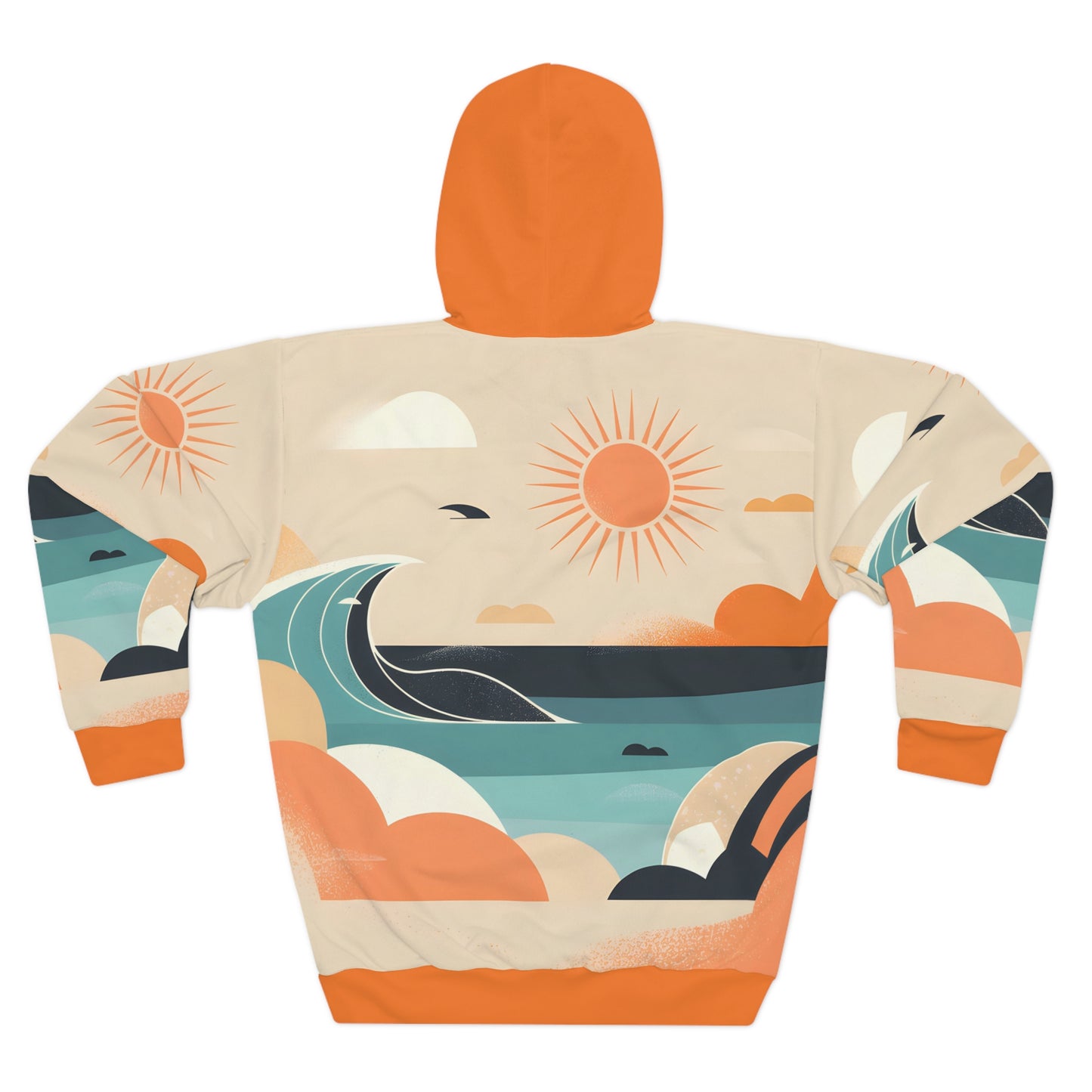 Sunwashed Sky All Over Print Pullover Hoodie for Travel Outdoor Adventure Wear