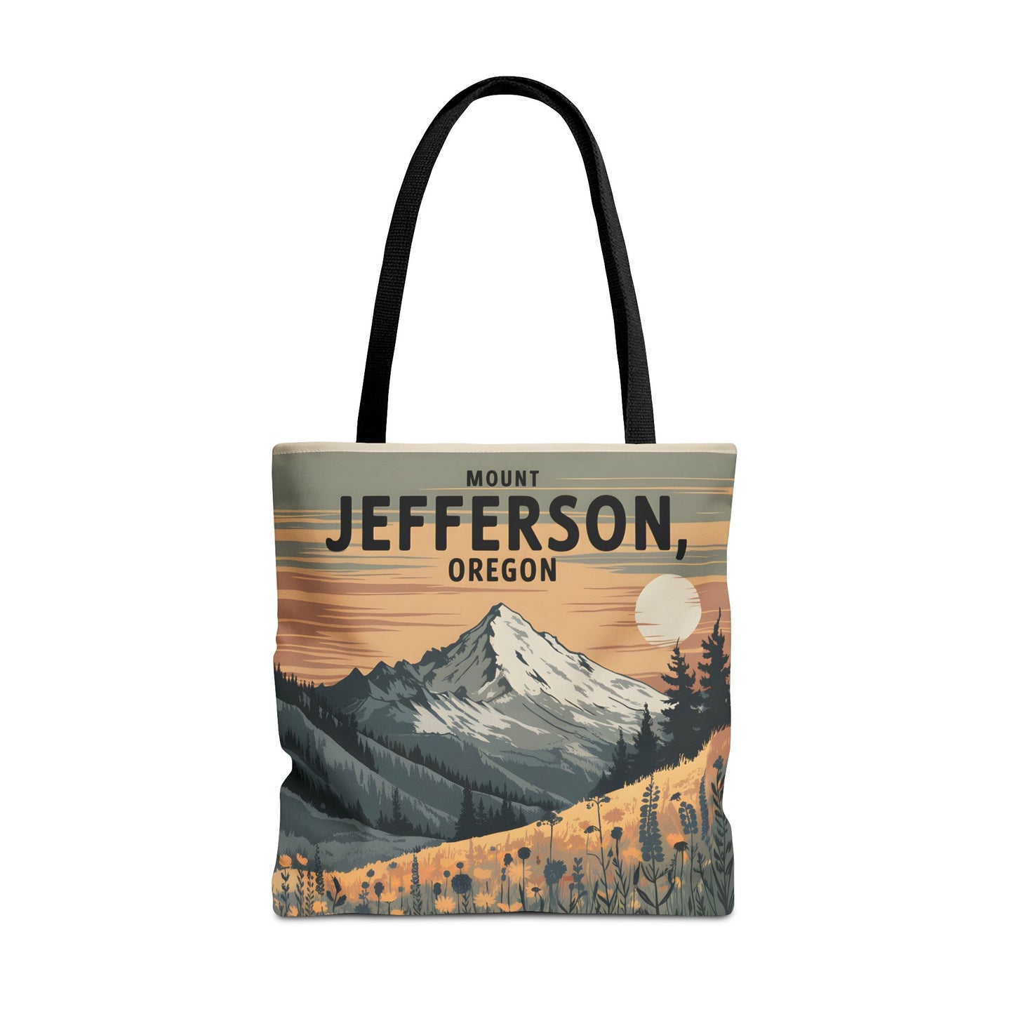 Mount Jefferson Oregon All Over Print Tote Bag Nature Floral Design Apparel