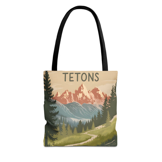 Tetons All Over Print Tote Bag Mountain Landscape Nature Eco-Friendly Apparel
