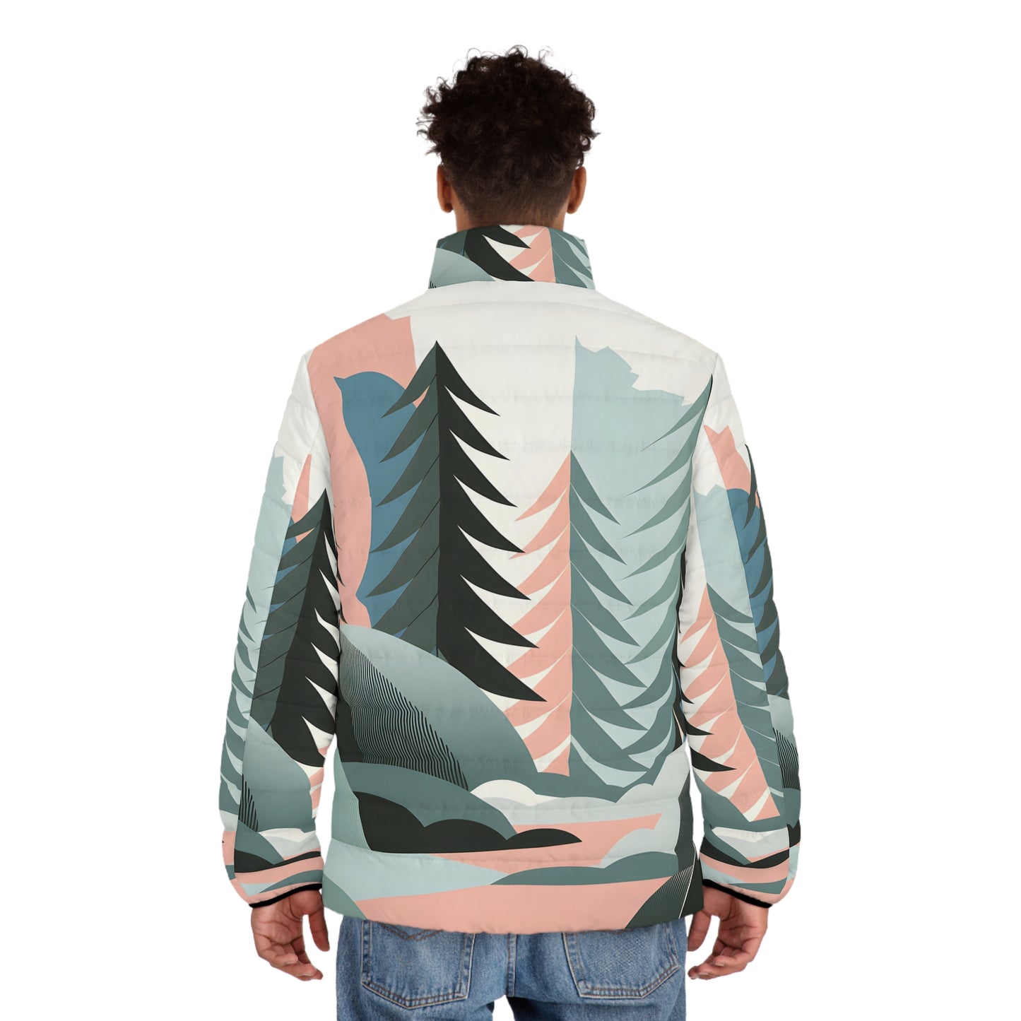 Pastel Pines Puffer Jacket Stylish Outdoor Adventure Apparel Winter Warm