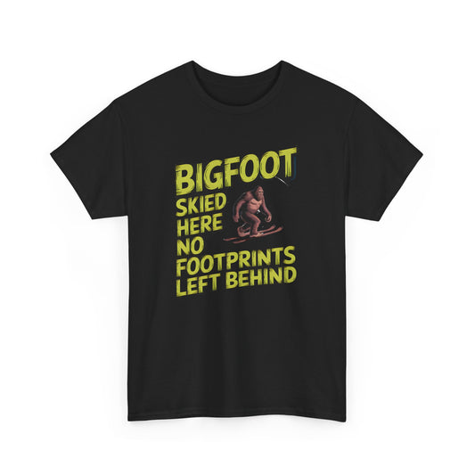 Bigfoot Skied Here Funny T-Shirt Sasquatch Skiing Snow Sports Apparel - T Shirt