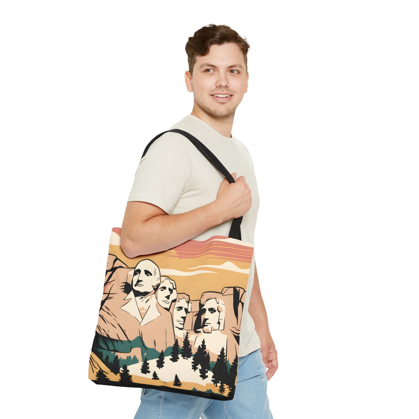 Mount Rushmore Tote Bag, National Parks Shoulder Bag, Patriotic USA Print,